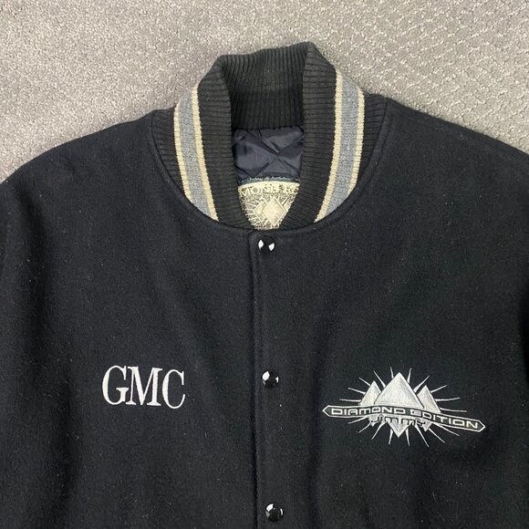Vintage GMC Jimmy Diamond Edition Bomber Jacket Men's Large Leather Wool Trucks - Picture 6 of 15